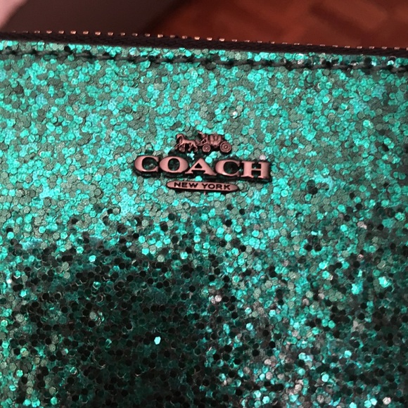 Coach Green Glitter Card Case Wallet - Picture 4 of 6